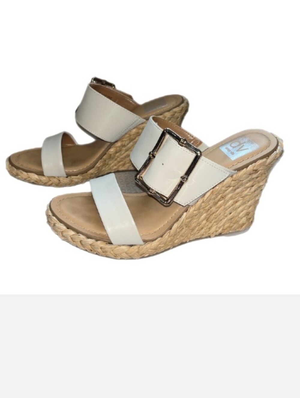 EUC DV by Dolce Vita Cream Wedge Sandals with Buckle Straps- size 7.5